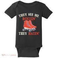 They See Me Rollin They Hatin Roller Skating Skate Skater Baby Bodysuit thumb 0
