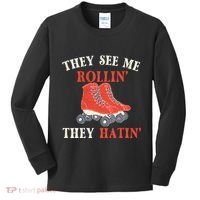 They See Me Rollin They Hatin Roller Skating Skate Skater Kids Long Sleeve Shirt thumb 0