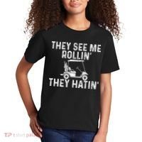 They See Me Rollin' They Hatin' Golfer Golf Golfing Lover Kids T-Shirt thumb 2
