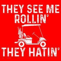 They See Me Rollin' They Hatin' Golfer Golf Golfing Lover Santa Hat thumb 1