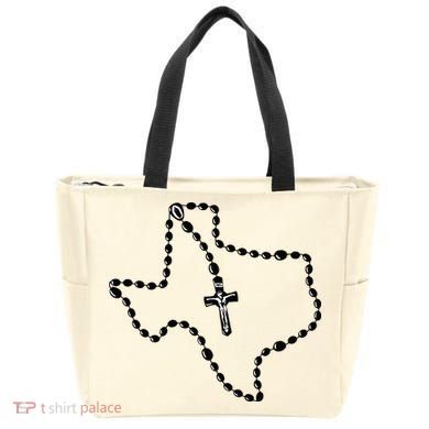 Texas State Map Catholic Rosary Tote Bag