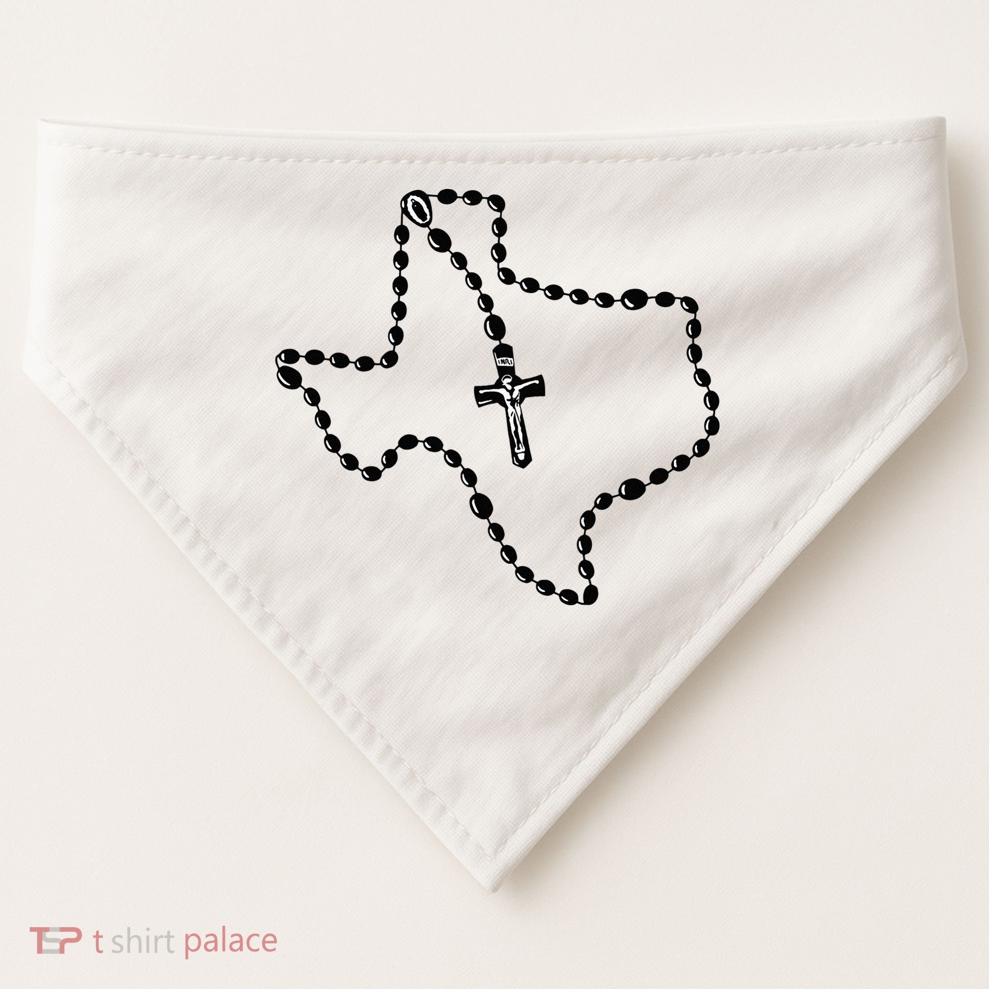 Texas State Map Catholic Rosary USA-Made Doggie Bandana
