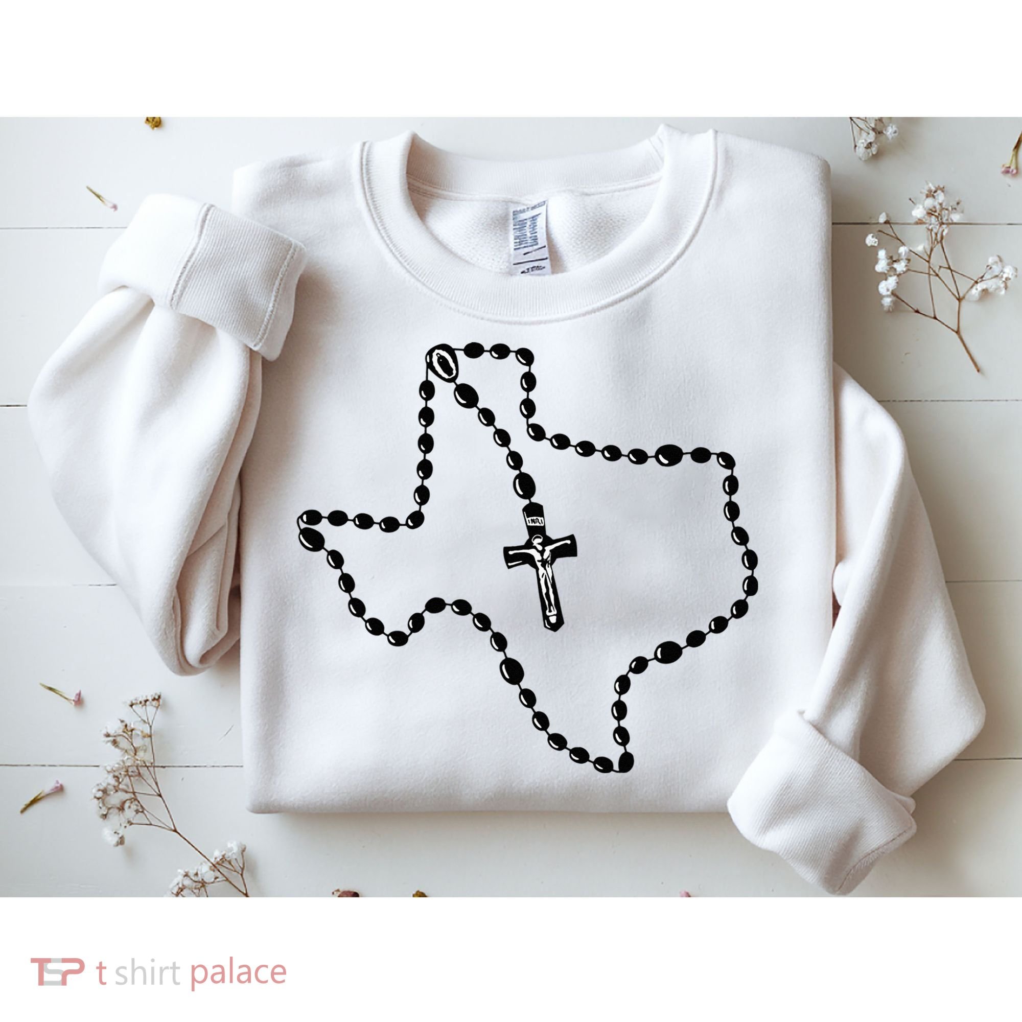 Texas State Map Catholic Rosary Sweatshirt