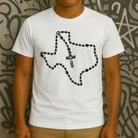 Texas State Map Catholic Rosary T-Shirt thumb 3