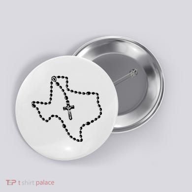 Texas State Map Catholic Rosary Button