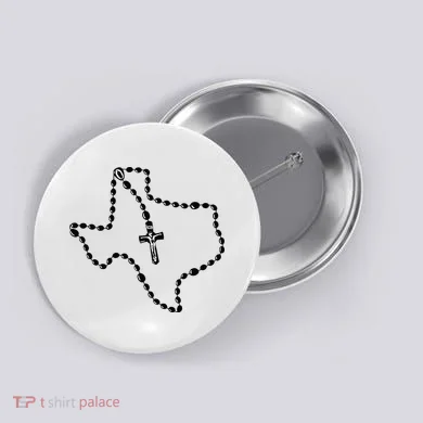Texas State Map Catholic Rosary Button