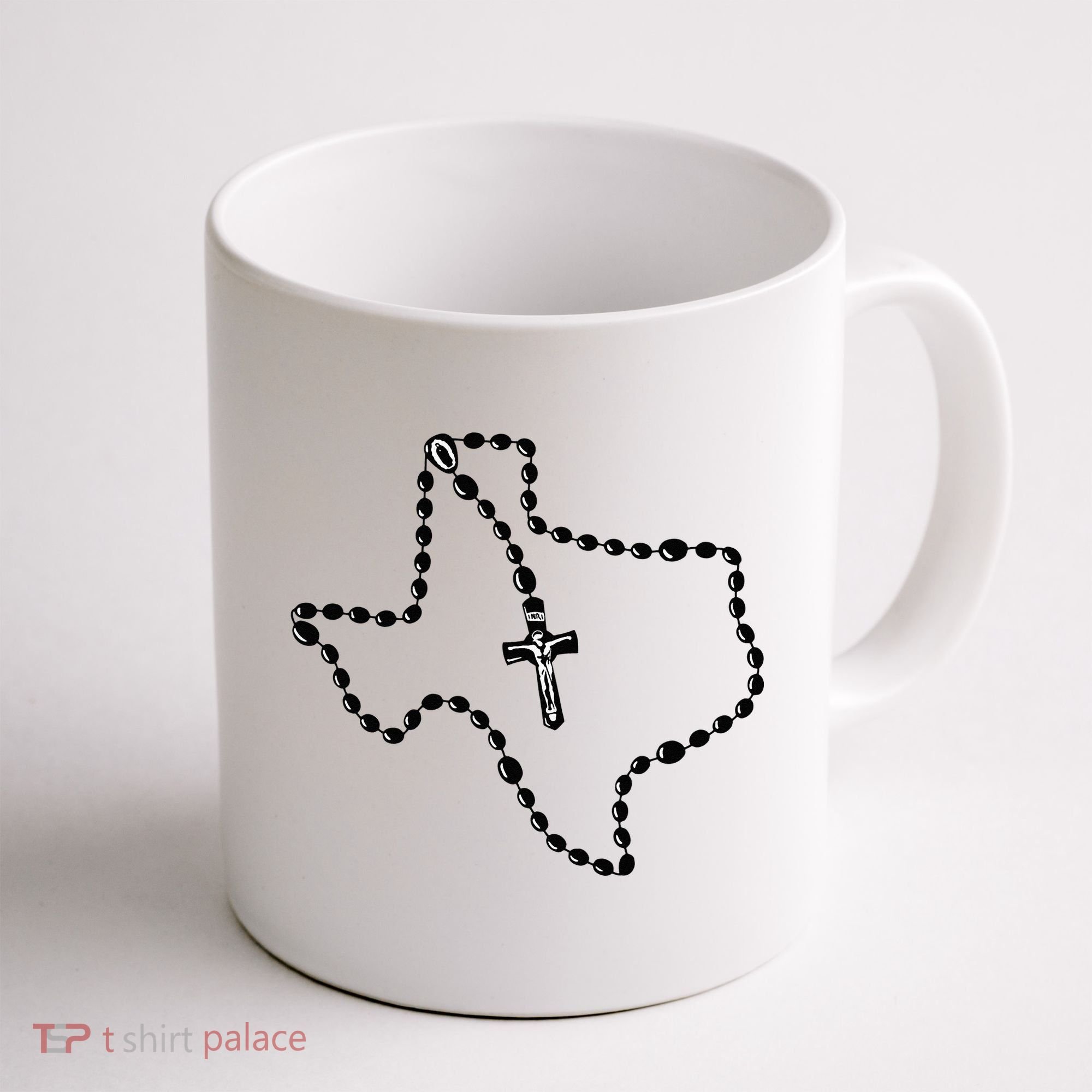 Texas State Map Catholic Rosary Coffee Mug