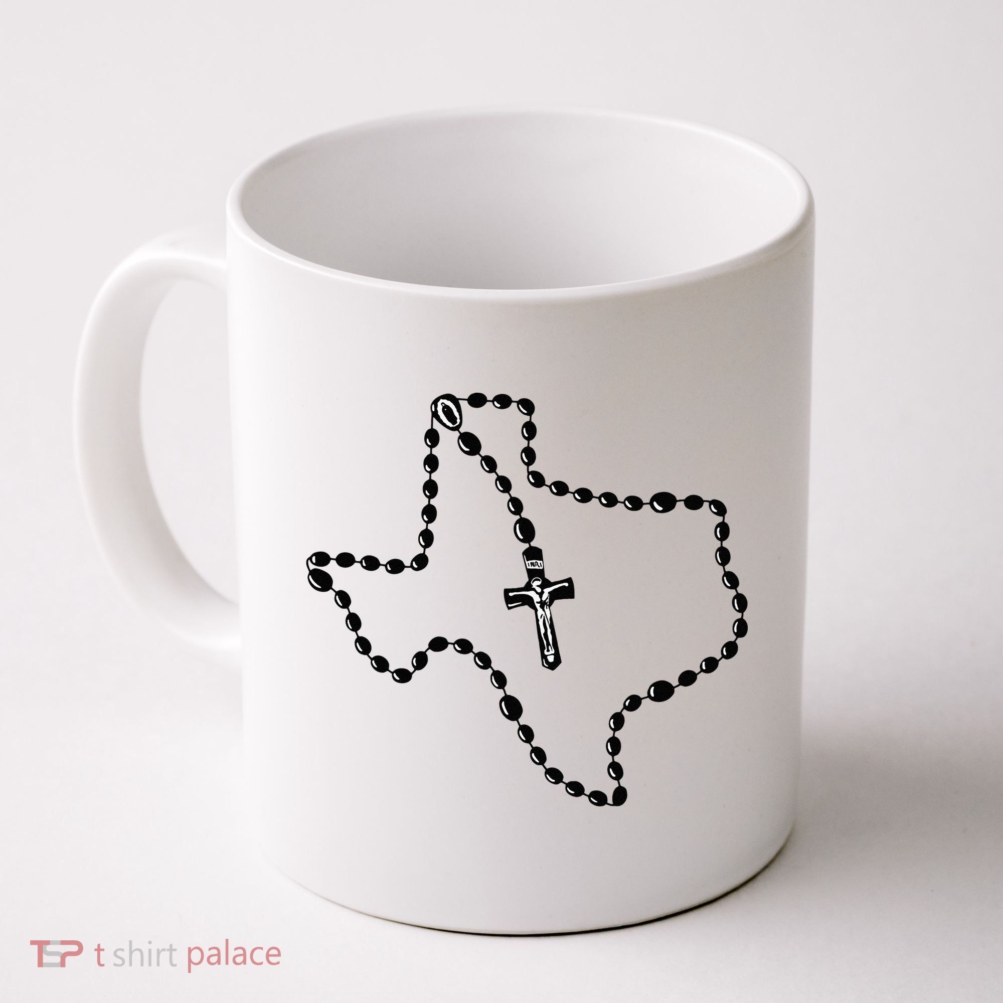 Texas State Map Catholic Rosary Coffee Mug