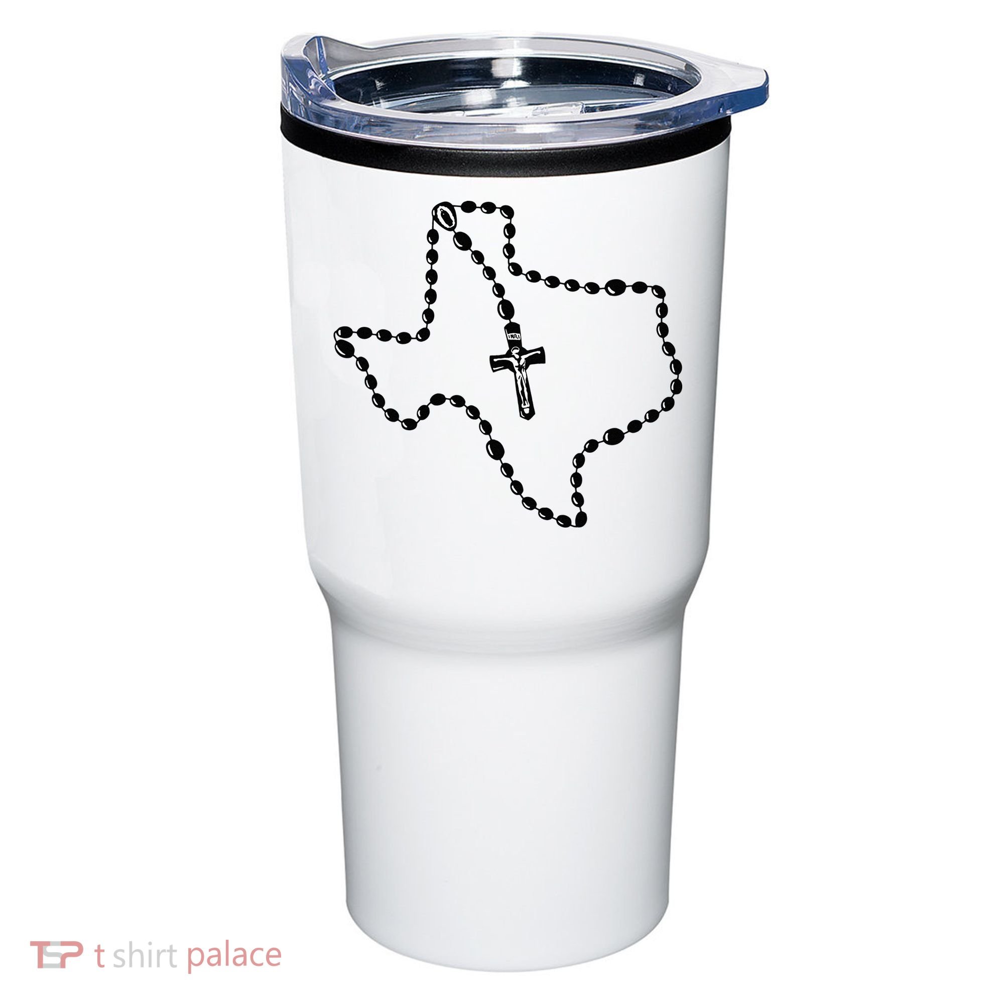 Texas State Map Catholic Rosary Tumbler