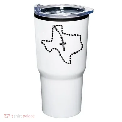 Texas State Map Catholic Rosary Tumbler