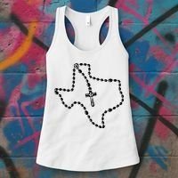Texas State Map Catholic Rosary Women's Tank Top thumb 3