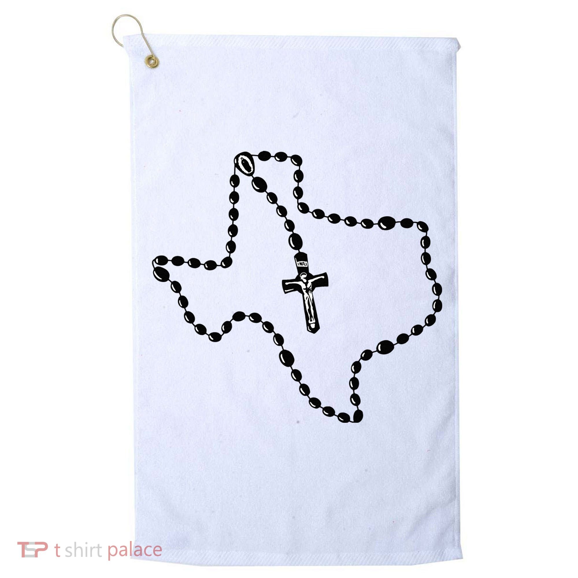 Texas State Map Catholic Rosary Golf Towel