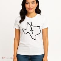 Texas State Map Catholic Rosary Women's T-Shirt thumb 4