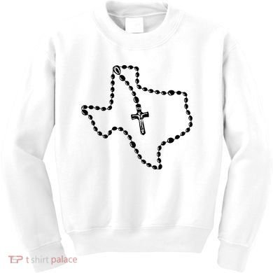 Texas State Map Catholic Rosary Kids Sweatshirt