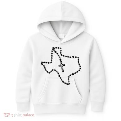 Texas State Map Catholic Rosary Kids Hoodie