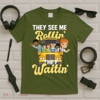 They See Me Rollin They Waitin Funny School Bus Driver T-Shirt thumb 5