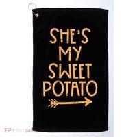 Thanksgiving Shes My Sweet Potato Matching Couple Fall Golf Towel thumb 0