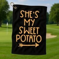 Thanksgiving Shes My Sweet Potato Matching Couple Fall Golf Towel thumb 1