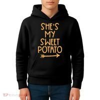 Thanksgiving Shes My Sweet Potato Matching Couple Fall Kids Hoodie thumb 4