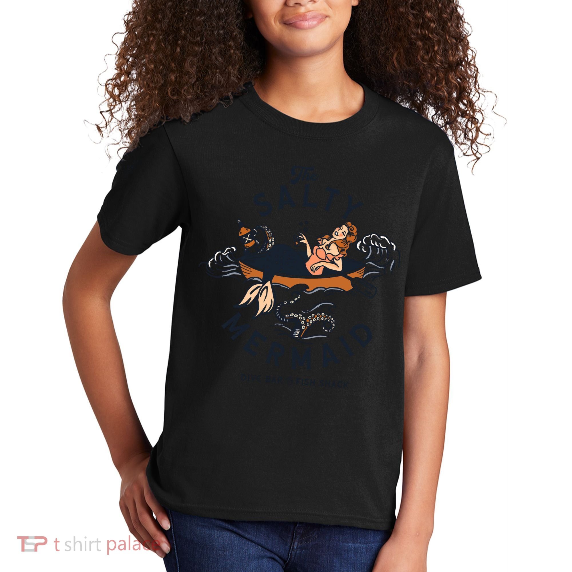 The Salty Mermaid Dive Bar &Amp; Fish Shack Kids T-Shirt