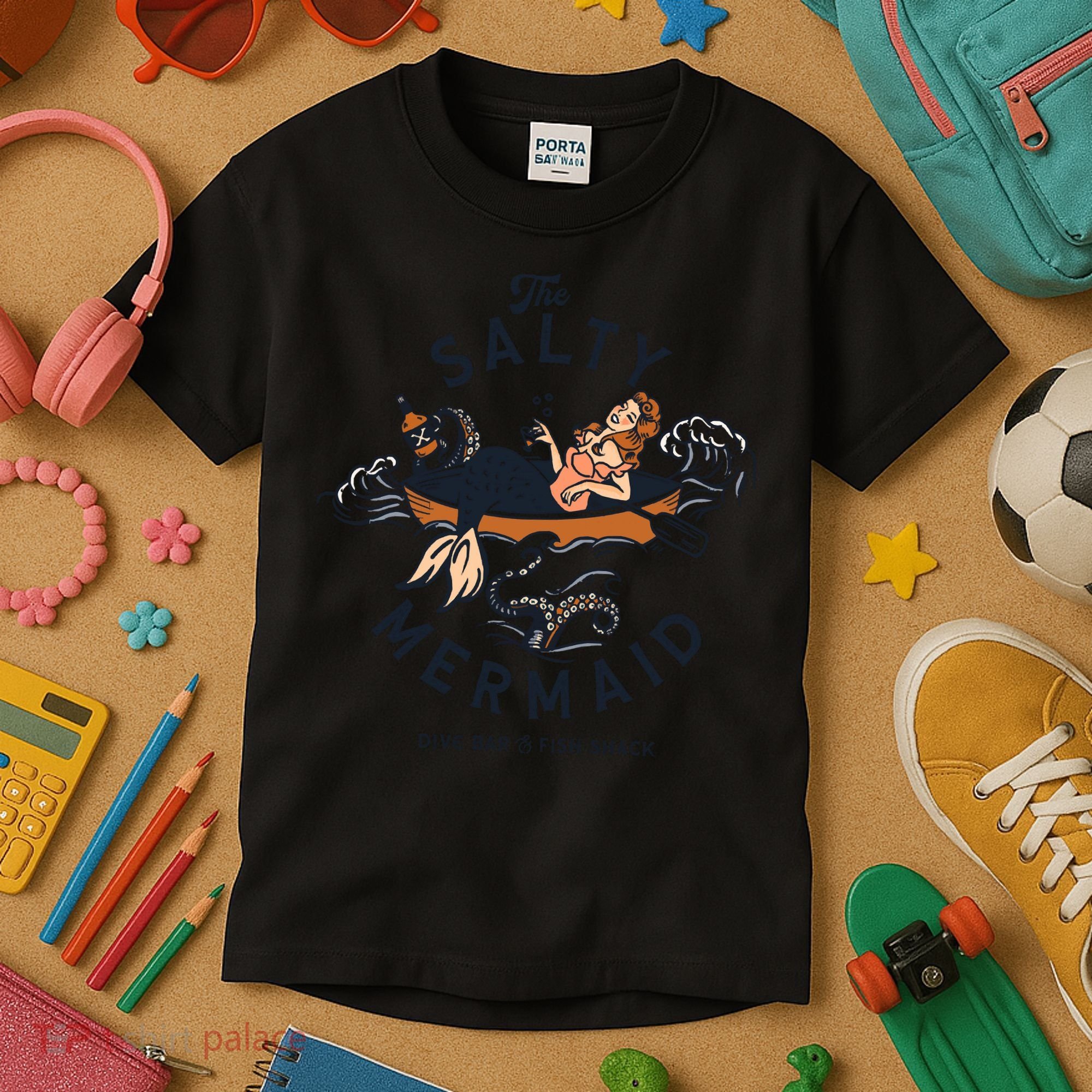The Salty Mermaid Dive Bar &Amp; Fish Shack Kids T-Shirt