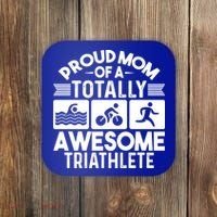 Triathlete Supporter Mom Gift Triathlon Run Swim Bike Cycle Gift Coaster thumb 0
