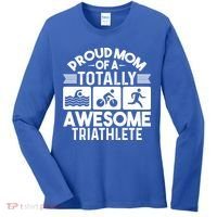 Triathlete Supporter Mom Gift Triathlon Run Swim Bike Cycle Gift Women's Long Sleeve Shirt thumb 0
