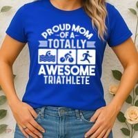Triathlete Supporter Mom Gift Triathlon Run Swim Bike Cycle Gift Women's T-Shirt thumb 2