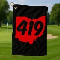Toledo Sandusky Mansfield 419 Area Code Ohio Golf Towel thumb 1