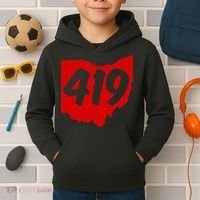 Toledo Sandusky Mansfield 419 Area Code Ohio Kids Hoodie thumb 2