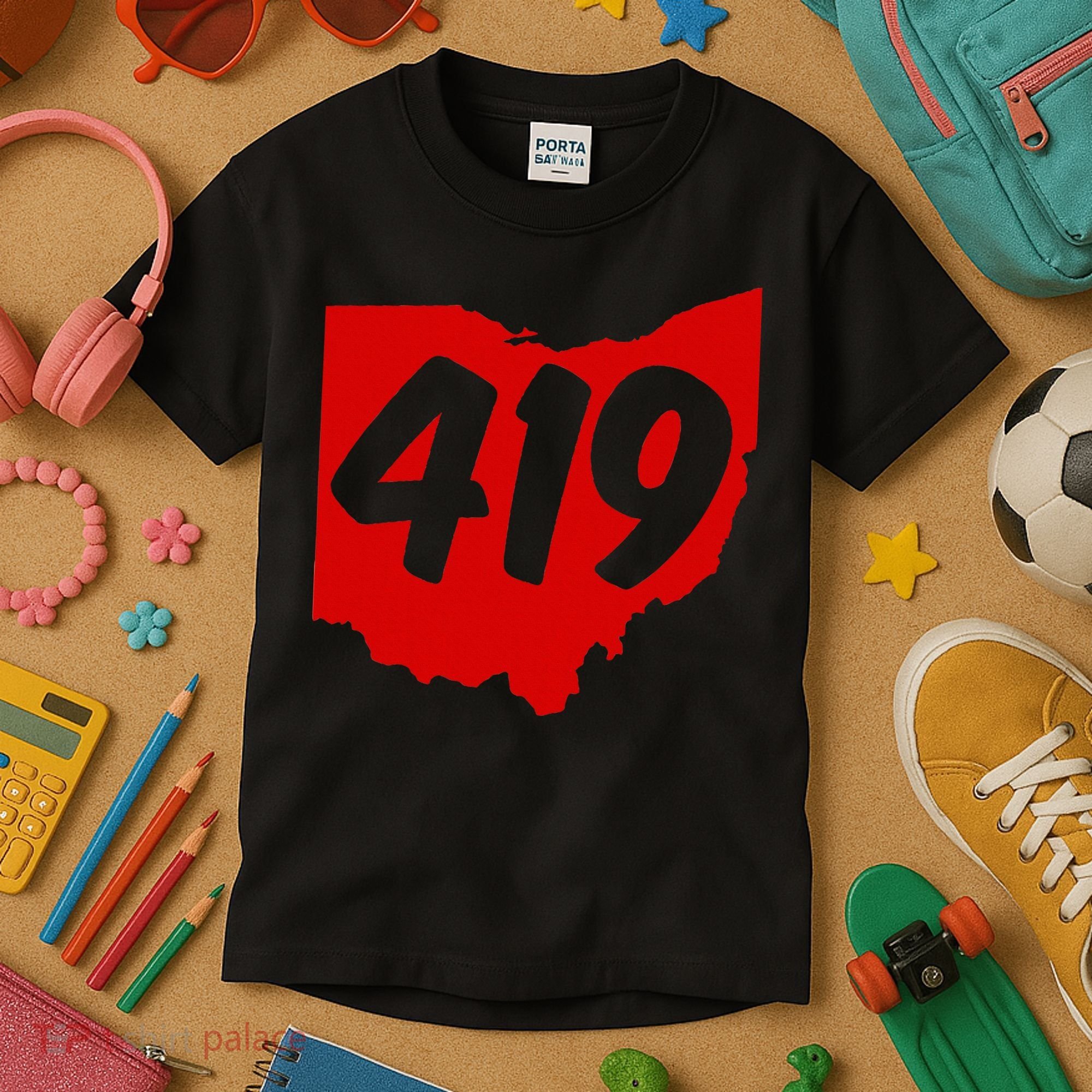 Toledo Sandusky Mansfield 419 Area Code Ohio Kids T-Shirt