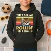 They See Me Rollin They Hatin Forklift Driver Fork Stacker Kids Hoodie thumb 2