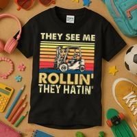 They See Me Rollin They Hatin Forklift Driver Fork Stacker Kids T-Shirt thumb 3