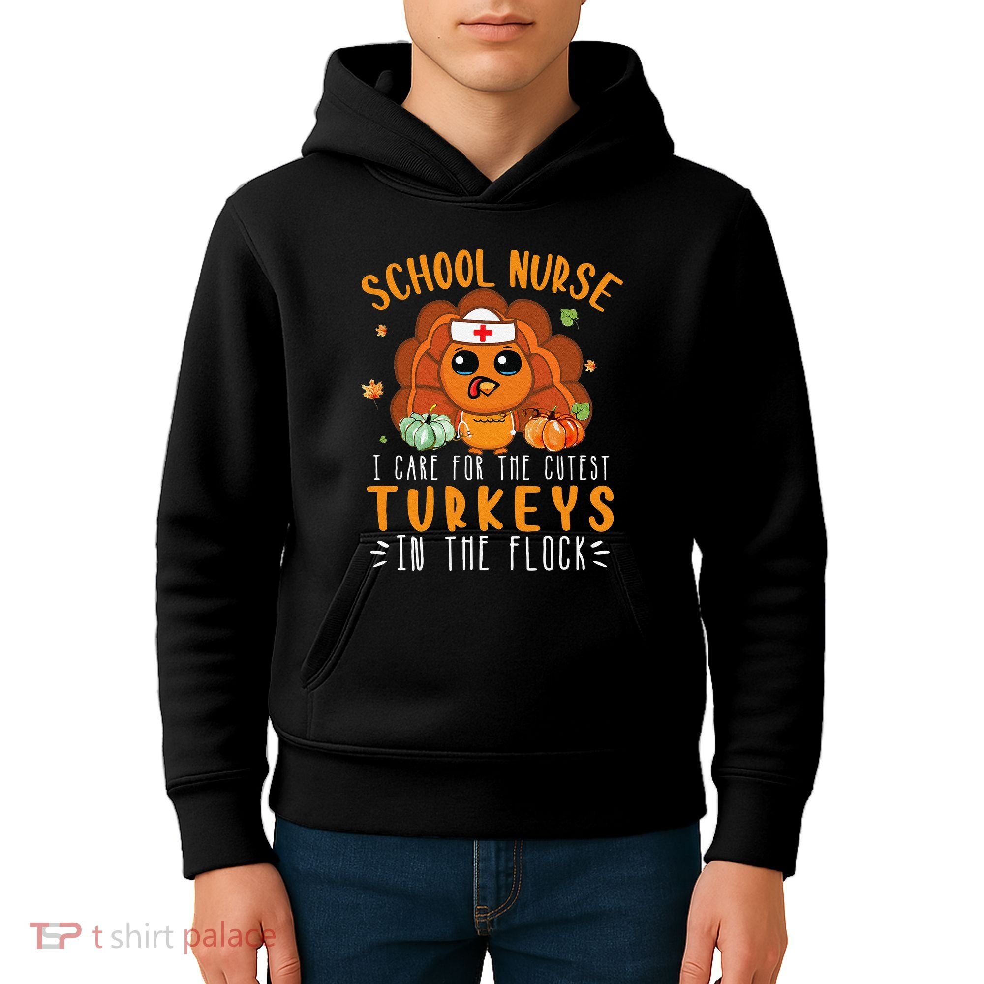Tu School Nurse Thanksgiving Turkey Lover Costume Fall Kids Hoodie