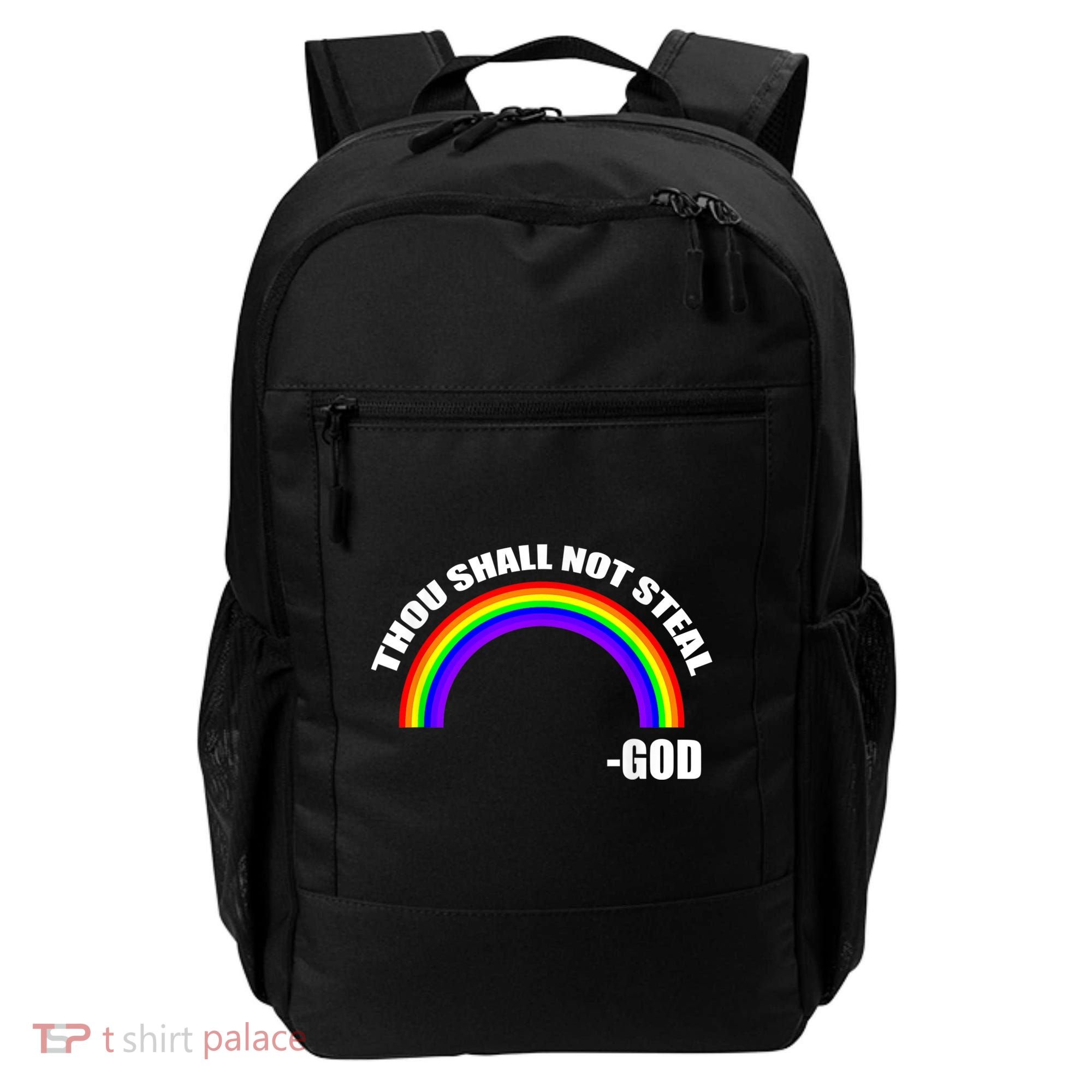Thou Shall Not Steal Gods Rainbow Backpack