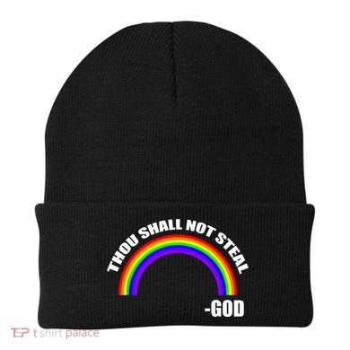 Thou Shall Not Steal Gods Rainbow Beanie