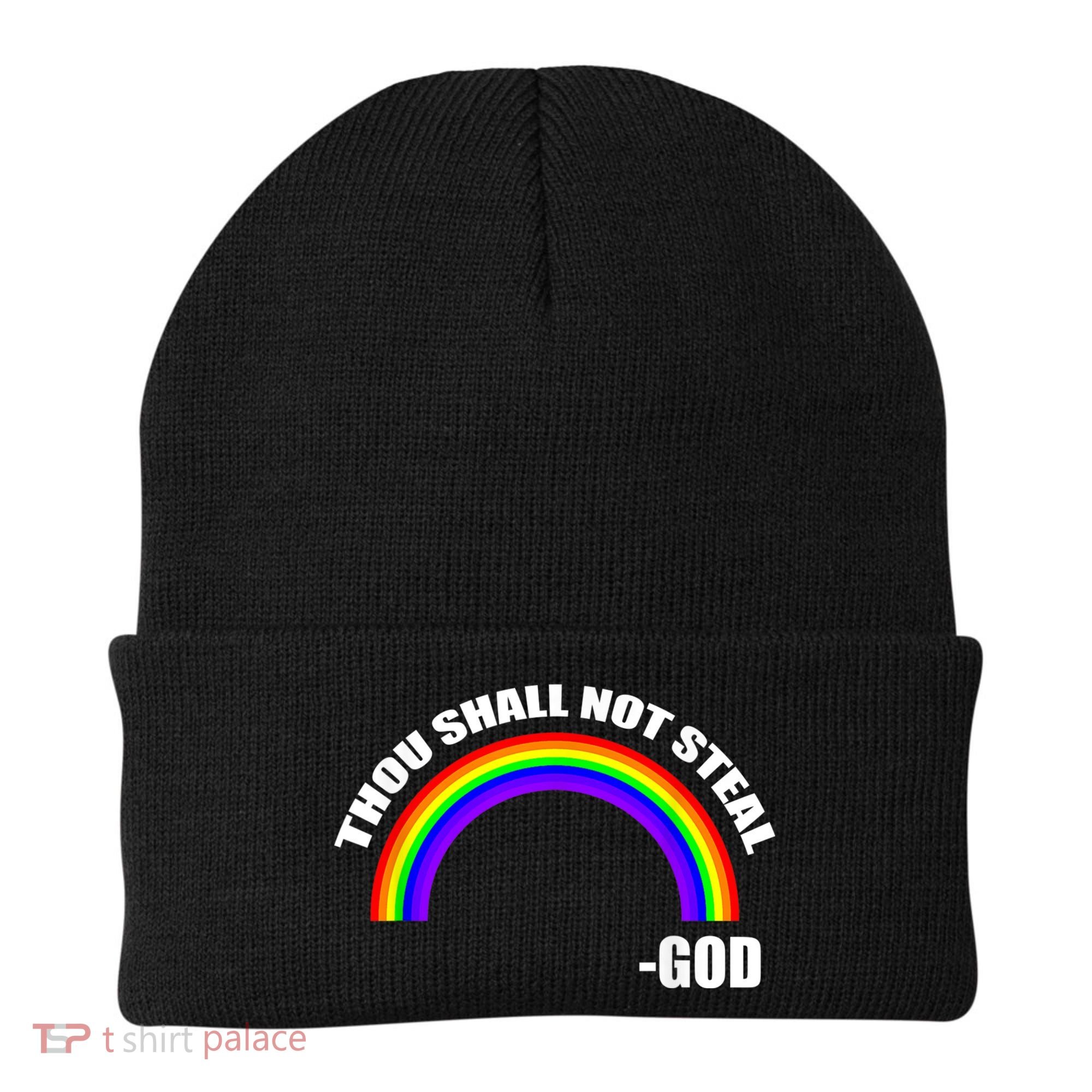 Thou Shall Not Steal Gods Rainbow Beanie
