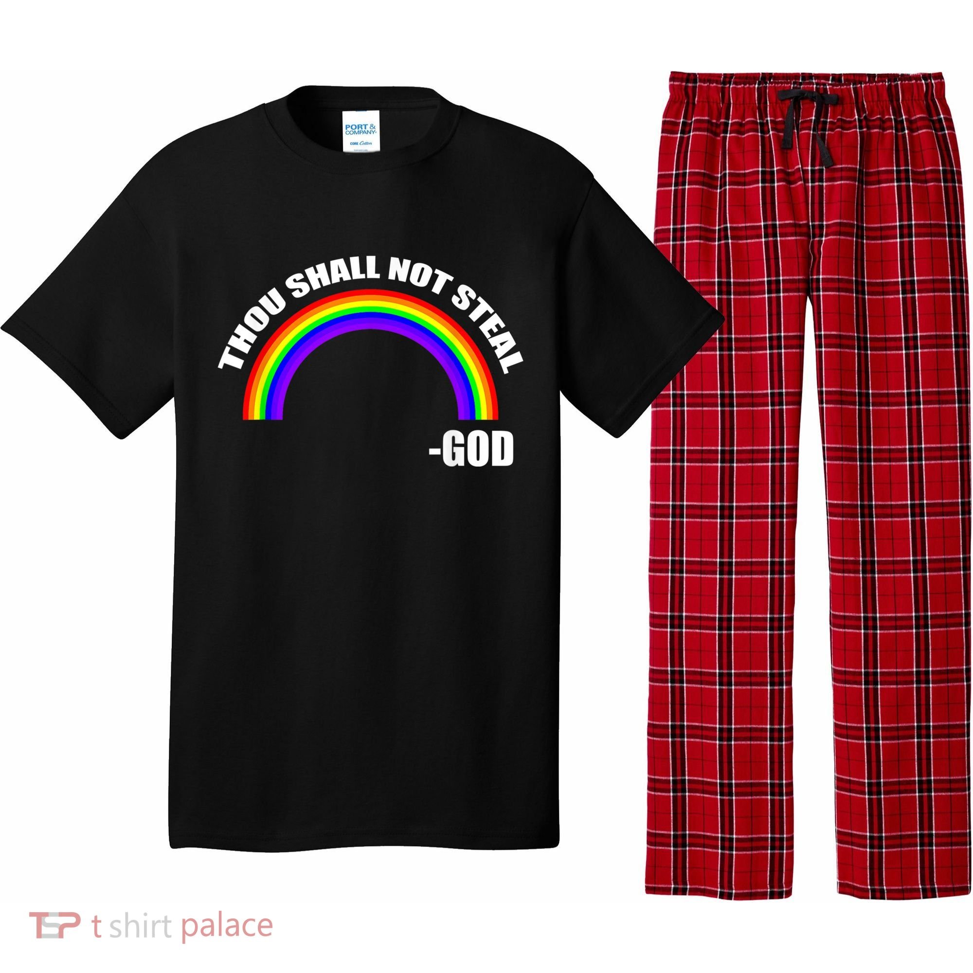 Thou Shall Not Steal Gods Rainbow Pajama Set