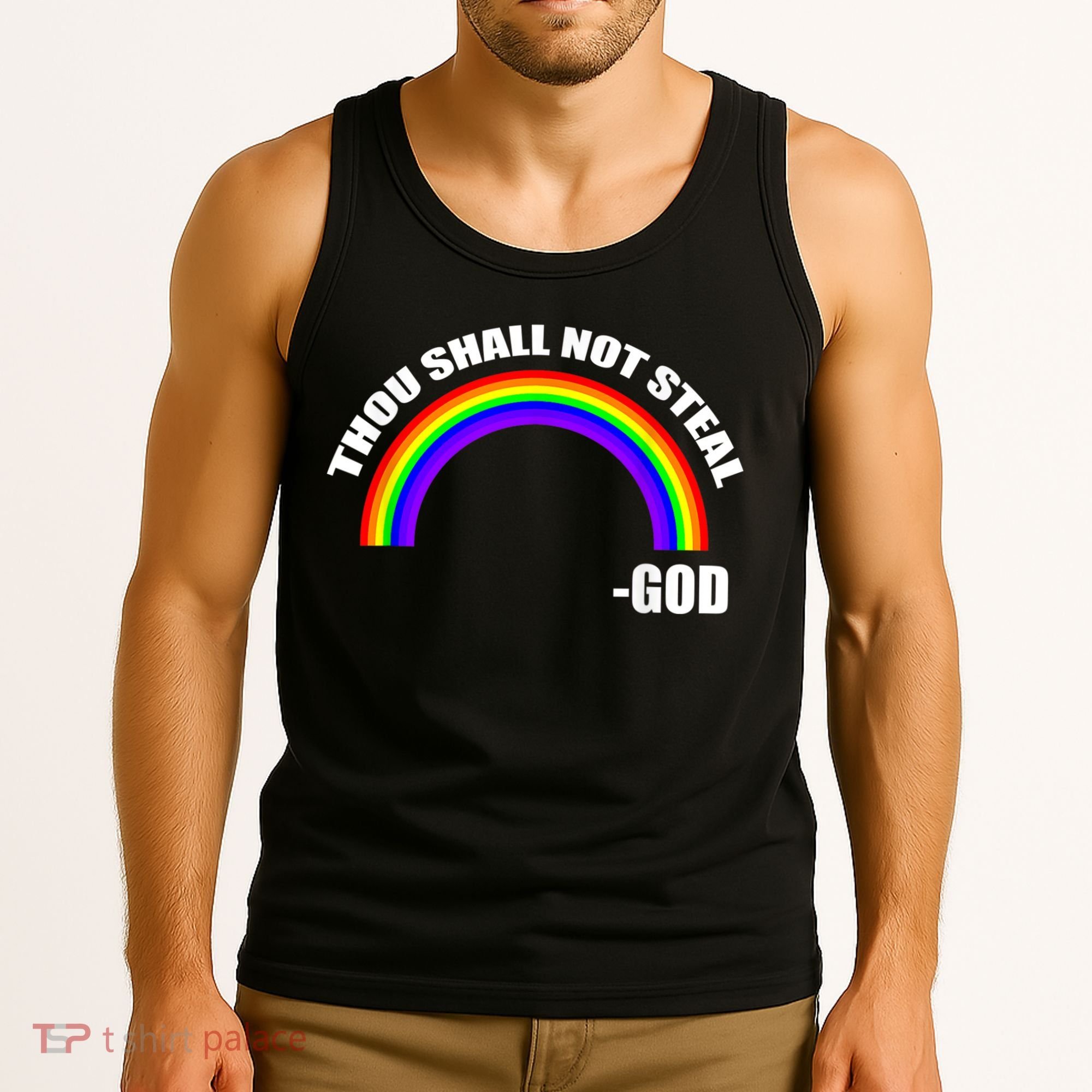 Thou Shall Not Steal Gods Rainbow Tank Top