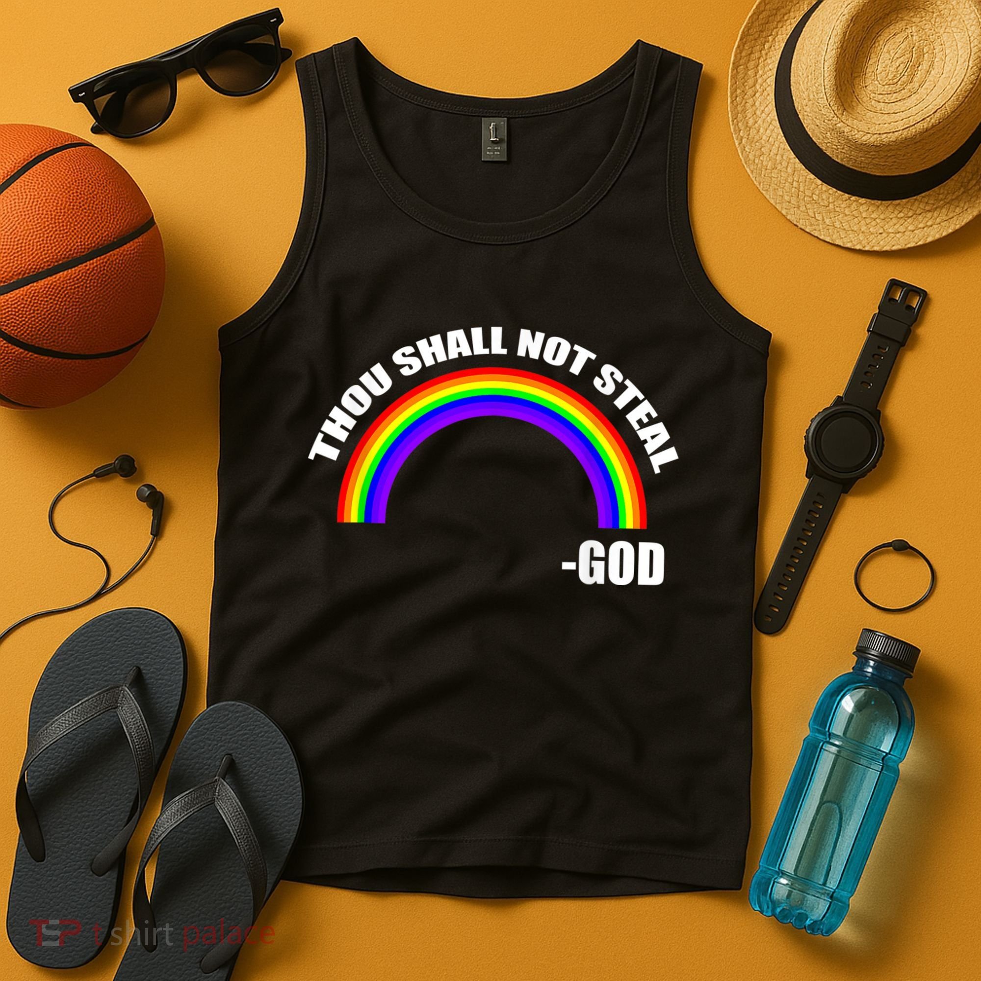 Thou Shall Not Steal Gods Rainbow Tank Top