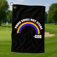 Thou Shall Not Steal Gods Rainbow Golf Towel thumb 1