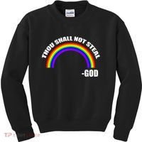Thou Shall Not Steal Gods Rainbow Kids Sweatshirt thumb 0