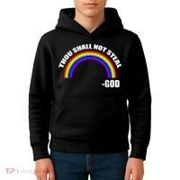 Thou Shall Not Steal Gods Rainbow Kids Hoodie thumb 4