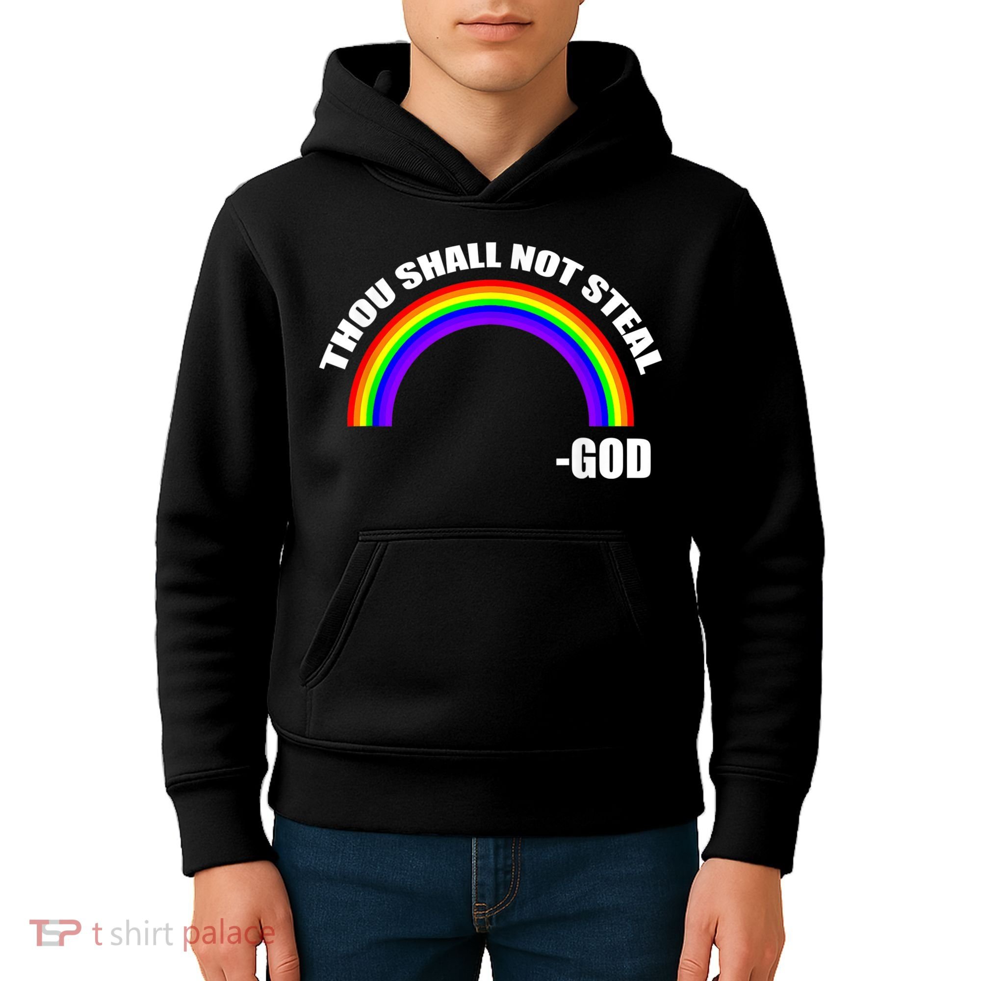 Thou Shall Not Steal Gods Rainbow Kids Hoodie
