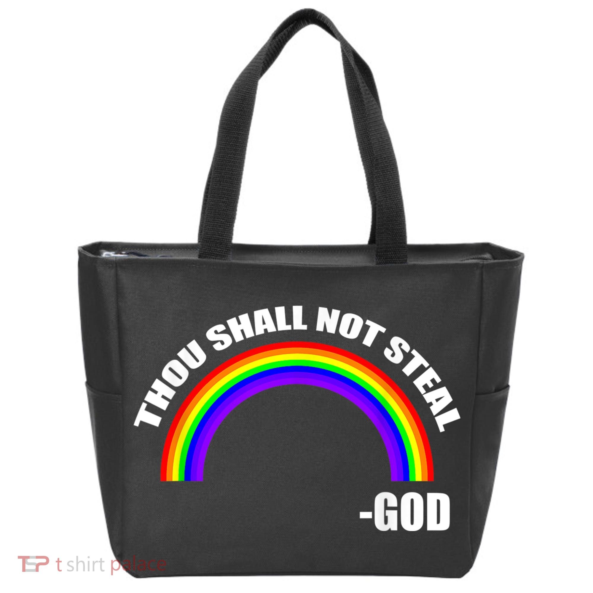 Thou Shall Not Steal Gods Rainbow Tote Bag