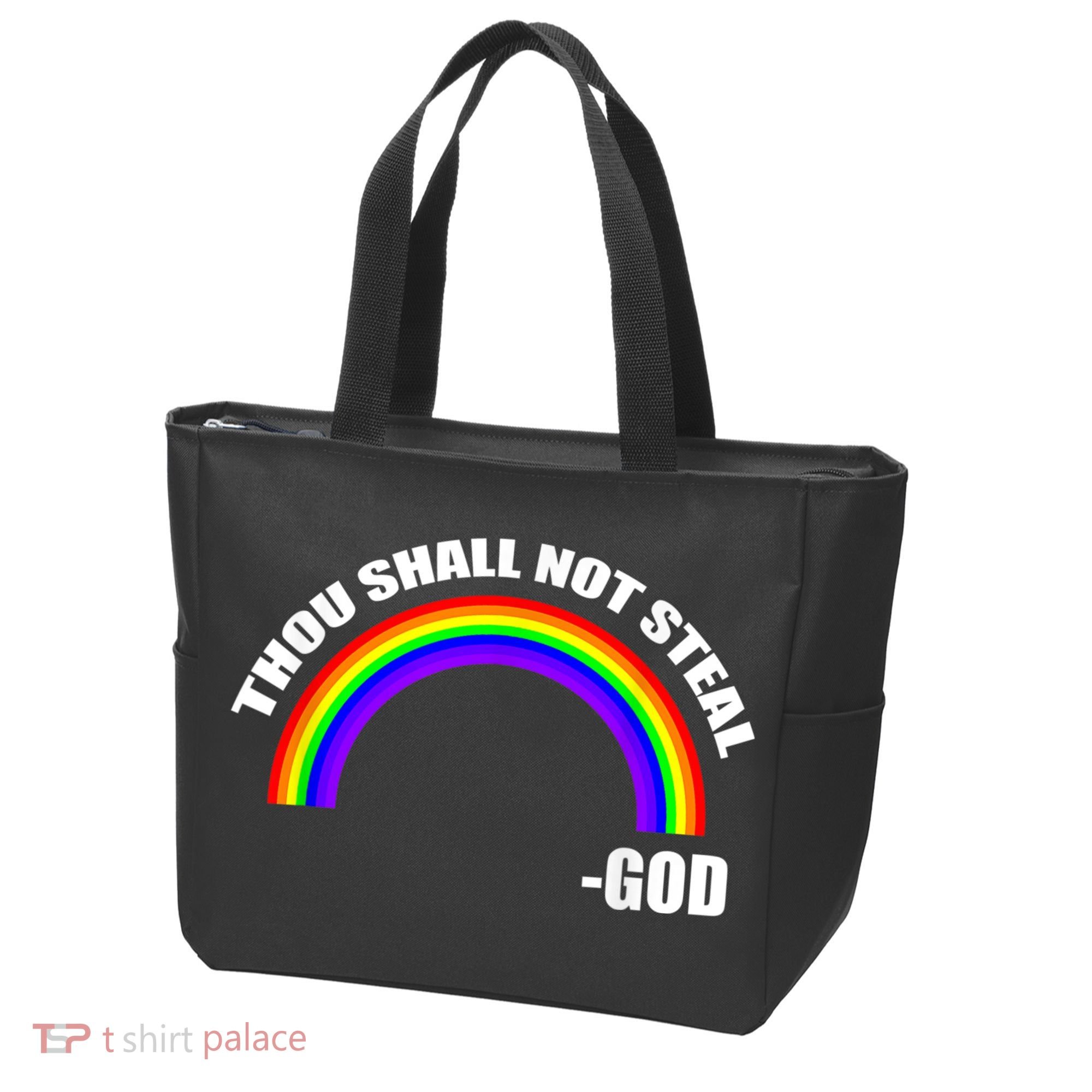 Thou Shall Not Steal Gods Rainbow Tote Bag