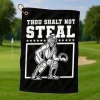 Thou Shalt Not Steal Baseball Cool Gift Golf Towel thumb 1