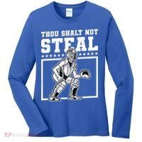 Thou Shalt Not Steal Baseball Cool Gift Women's Long Sleeve Shirt thumb 0
