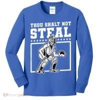 Thou Shalt Not Steal Baseball Cool Gift Kids Long Sleeve Shirt thumb 0