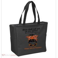 Thou Shalt Not Get On My Nerves Multiple Sclerosis Awareness Messy Bun MS Tote Bag thumb 2